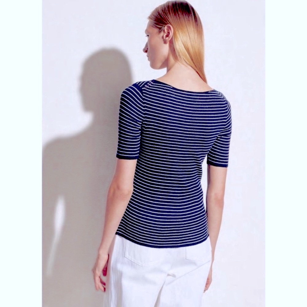 $195 NWT VINCE Double Stripe T-shirt - Picture 5 of 9